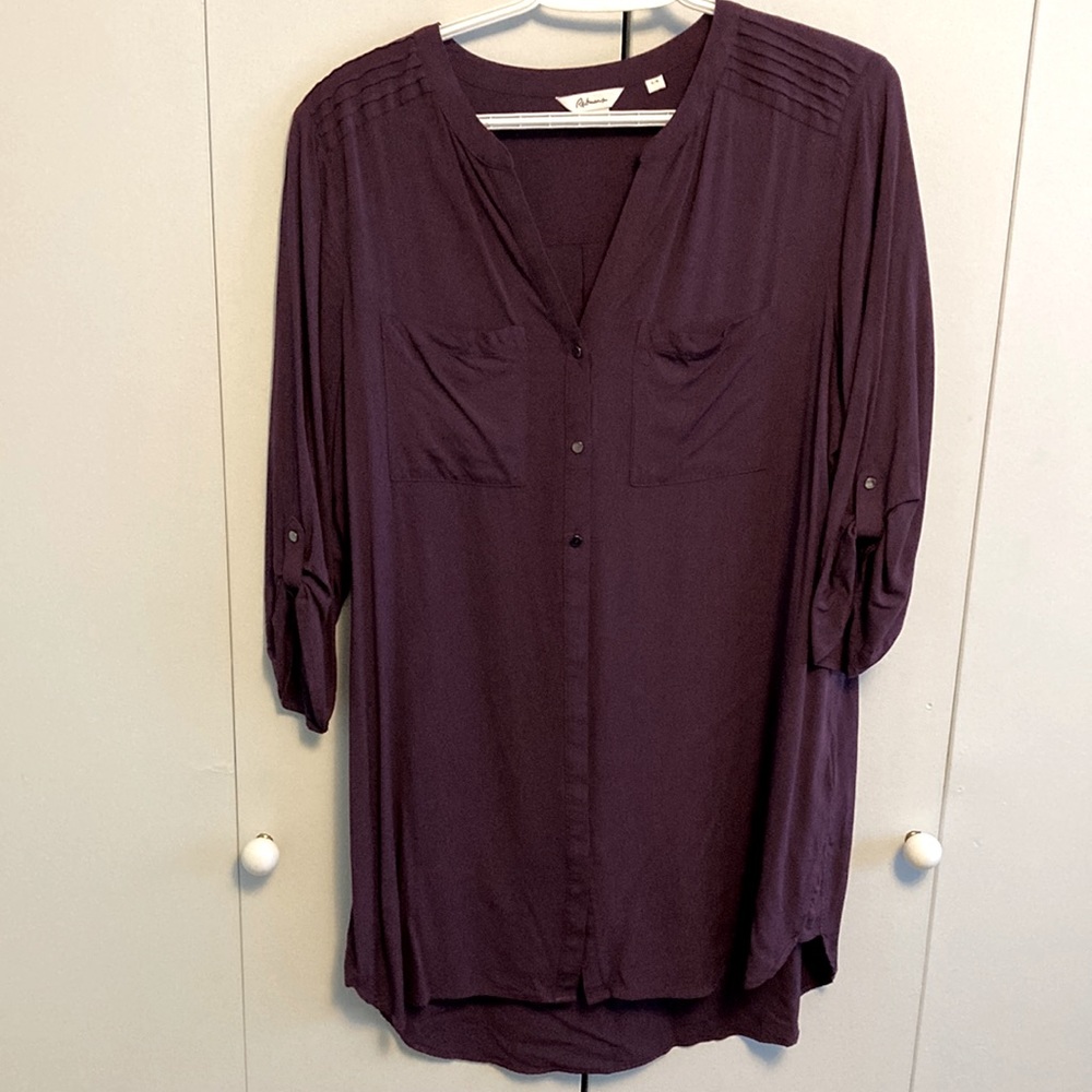 Donated - Reitman’s ‘The Relaxed’ Button Down Blouse Eggplant Purple Size L